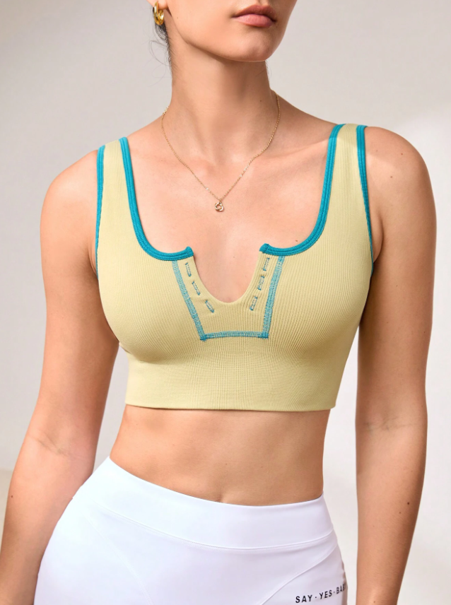 Women’s Contrast Color Simple Sports Bra – Comfortable Everyday Workout & Fitness Activewear