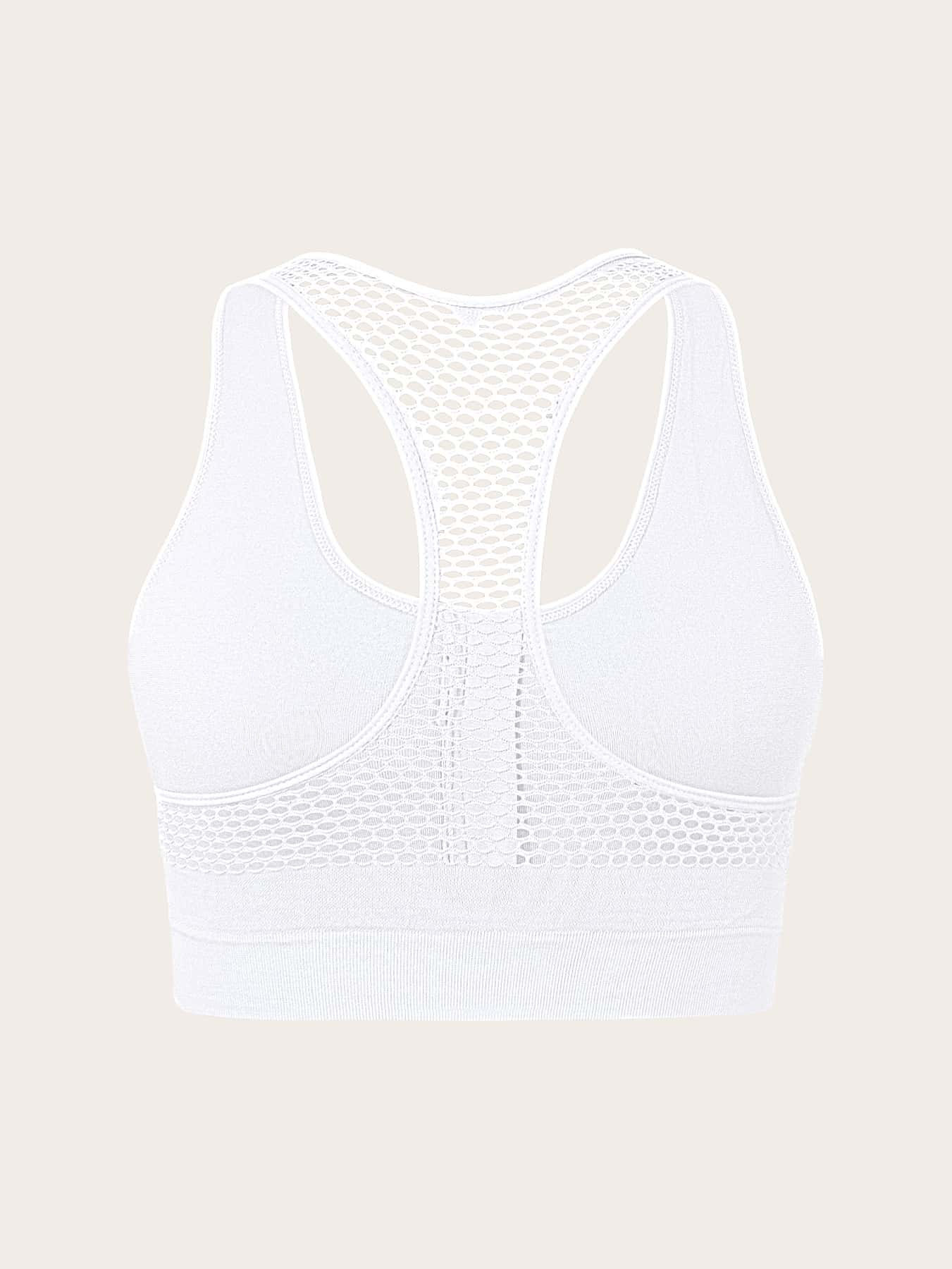 Women’s Front Zip Sports Bra – Wide Strap Hollow Back Wireless Top for Everyday Comfort & Support