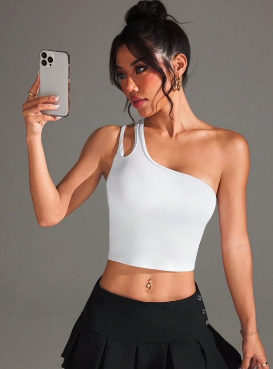 Women’s Oblique Shoulder Sports Bra – Minimalist Fashionable Summer Workout & Fitness Activewear
