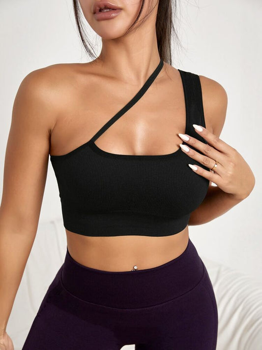 Women’s One-Shoulder Sports Bra – Stylish Crop Top Activewear for Yoga, Gym & Fitness