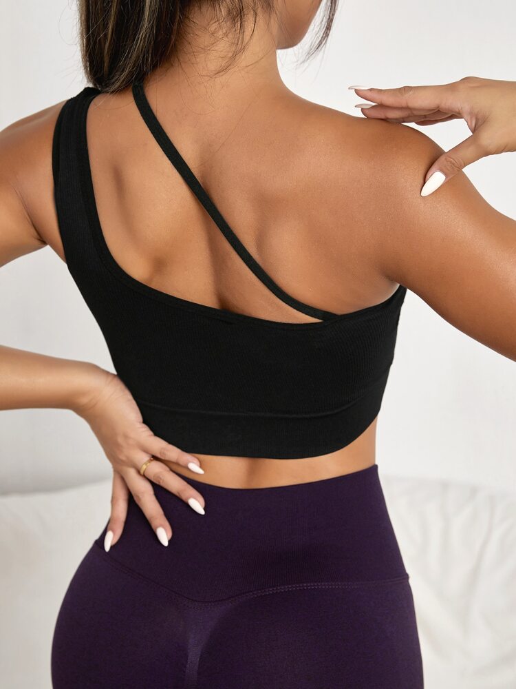 Women’s One-Shoulder Sports Bra – Stylish Crop Top Activewear for Yoga, Gym & Fitness
