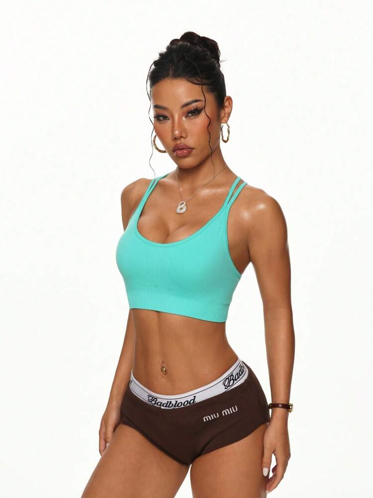 Women's Seamless Criss-Cross Back Sports Bra – Comfortable Stylish Activewear for Yoga, Gym, and Fitness