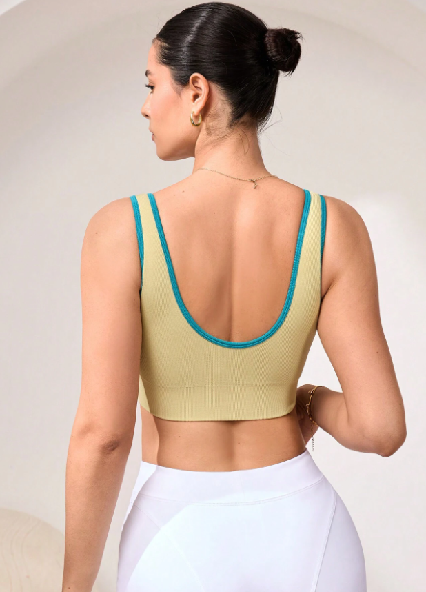 Women’s Contrast Color Simple Sports Bra – Comfortable Everyday Workout & Fitness Activewear