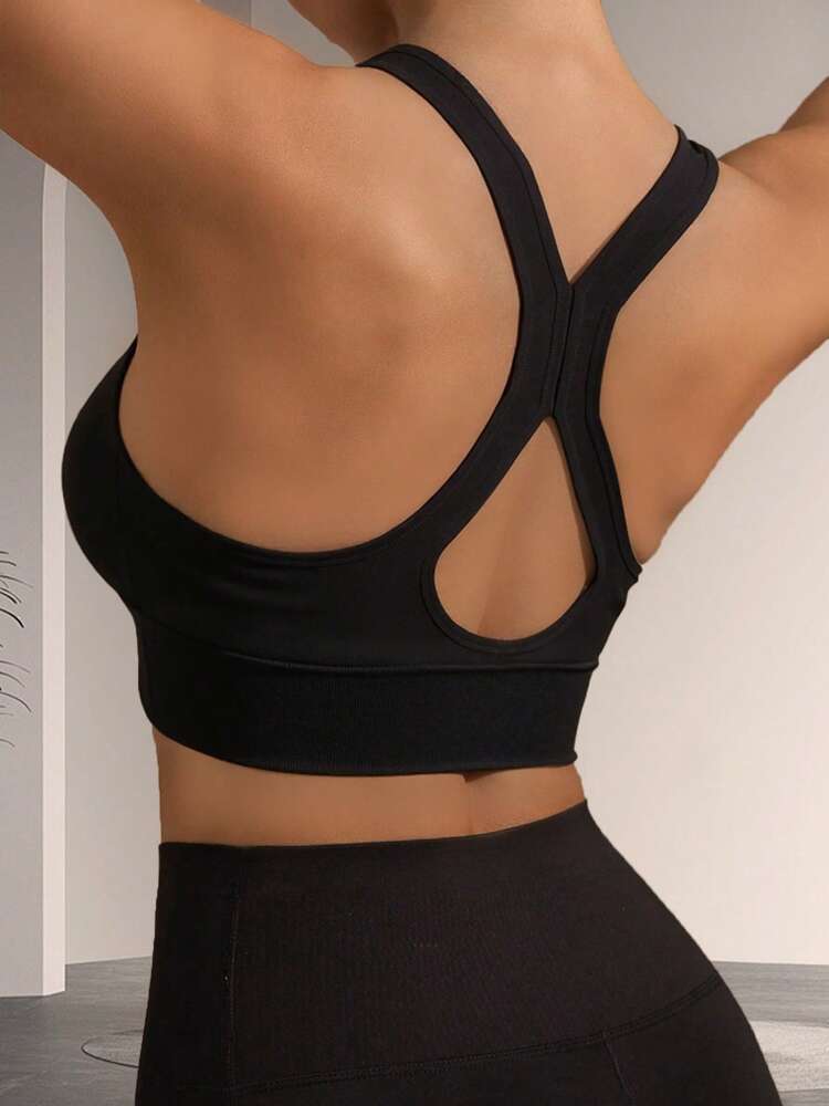 Women’s Front Zip Sports Bra – Wireless Racerback Yoga & Workout Top with Removable Pads