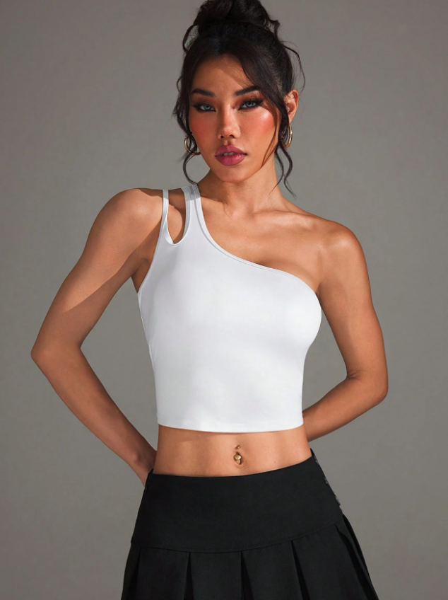 Women’s Oblique Shoulder Sports Bra – Minimalist Fashionable Summer Workout & Fitness Activewear