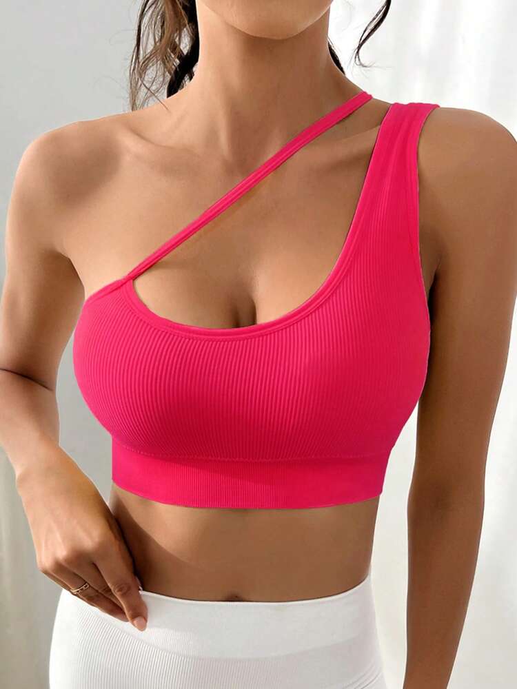 Women’s One-Shoulder Sports Bra – Stylish Crop Top Activewear for Yoga, Gym & Fitness