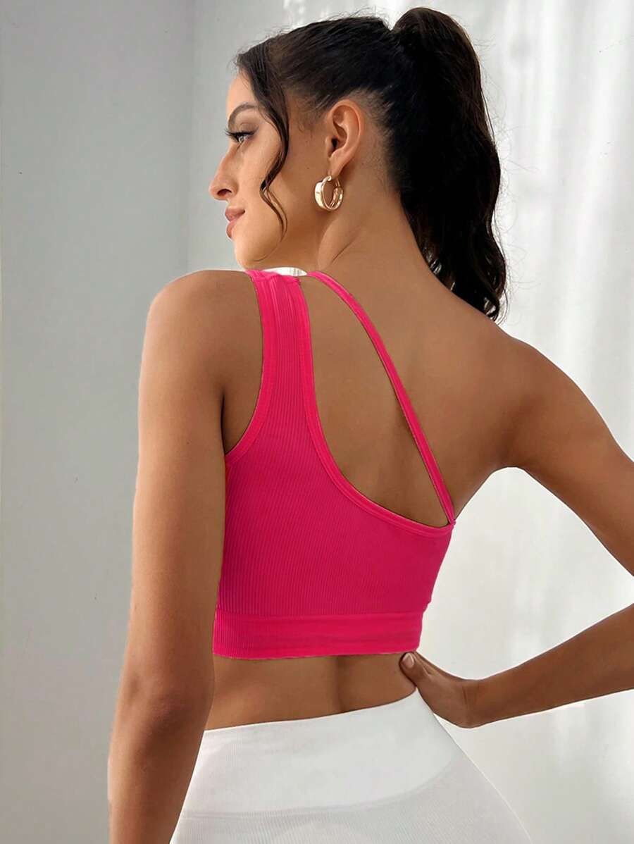 Women’s One-Shoulder Sports Bra – Stylish Crop Top Activewear for Yoga, Gym & Fitness
